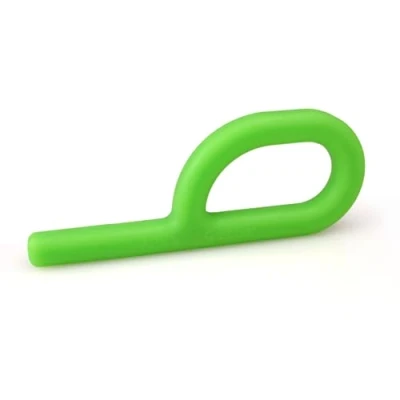 Abbildung von ARK® Grabber Standard in glatt oder texturiert mit einfacher Handhabung für Kinder durch Schlaufenform inkl. ATC Pflegeanleitung Kiefermotorik, Beißblock, Kauen, Zahnen (glatt, mittel hellgrün)