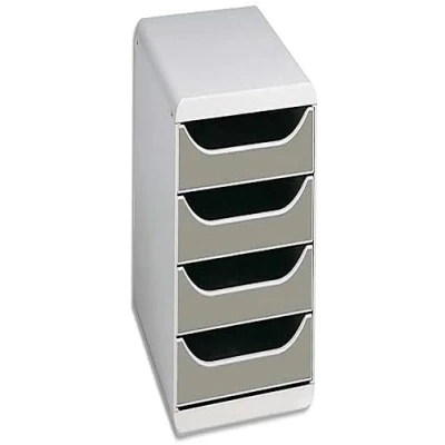 Abbildung von Exacompta 310041D Premium Ablagebox mit 4 Schubladen für DIN A4+ Dokumente. Belastbare Schubladenbox hoher Kapazität mehr Platz auf dem Schreibtisch Big Box Office LichtgrauSteingrau