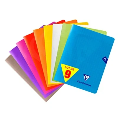 Abbildung von Clairefontaine 293751AMZC Set mit 9 Heften Mimesys, 24 Blatt, 17 x 22cm, 90g, französische Lineatur, 1 Set, farbig sortiert