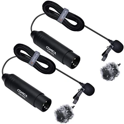 Abbildung von comica Lavalier Mikrofon, CVM V02O Ansteckmikrofon Unterstützt 48V Phantomspeisung, 1.8M(5.9ft) 3 poliger XLR Mikrofon für Canon/Nikon/Sony/Panasonic/DSLR Kamera/Camcorder/Tascam/Audiomixer(2 Piece)