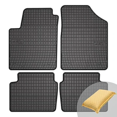 Abbildung von FROGUM EL Toro Gummimatten Ganzjähriges Set von Autofussmatte Auto Fußmatten für Hyundai i10 I 2007 2013 Beständiges Gummi Material 1,5cm Schutzkante