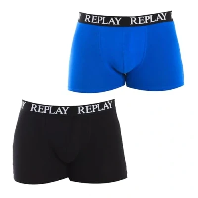 Abbildung von REPLAY Herren Boxershorts, mit Logo (2 Stück) Boxer, Türkis/Schwarz, XL