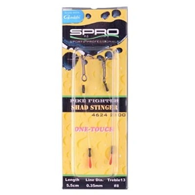 Abbildung von Spro Pike Fighter One Touch Fine Stinger 9,4kg 2 Stingerhaken zum Zanderangeln, Angsthaken Spinnfischen, Angstdrilling, Länge/Hakengröße:4.5cm / Gr. 6