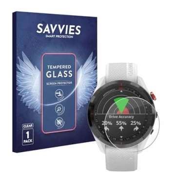 Abbildung von Savvies Panzer Schutz Glas für Garmin Approach S62 9H Hartglas, Anti Fingerprint, Displayschutz