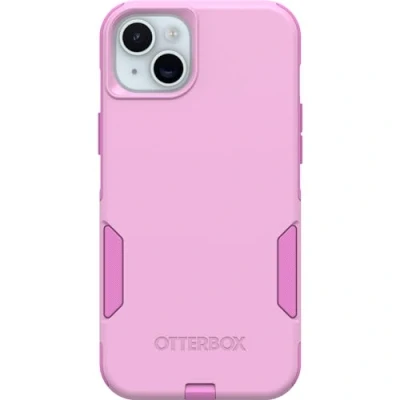 Abbildung von OtterBox Schutzhülle für iPhone 15 Plus und 14 Commuter Series Run Wildflower (Pink), schlank robust, taschenfreundlich, mit Portschutz