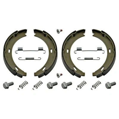 Abbildung von SWAG 10 90 2100 Handbremsbeläge Hinterachse mit Anbaumaterial MERCEDES BENZ: E Klasse T modell, A Klasse, B