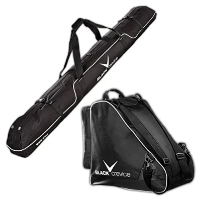 Abbildung von Black Crevice Skitasche Set I Kombi aus Skisack &amp; Skischuhtasche robuste Skitaschen 600D/PVC Ski mit Schultergurt Skibag: 180x20x20cm Skischuhe Tasche: 43x27x42cm