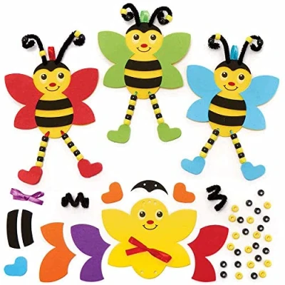 Abbildung von Baker Ross FC799 Moosgummi Hummel Bastelset mit Perlen 5er Pack, Set für Kinder zum Basteln und Dekorieren, Ideal Kindergeburtstag