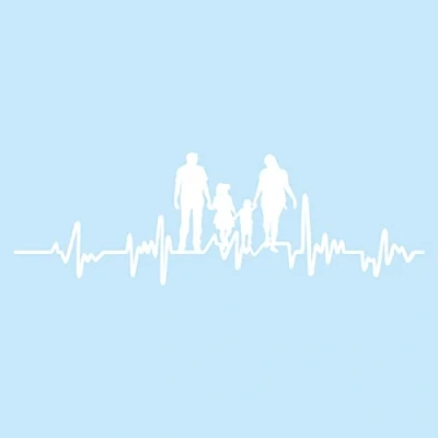 Abbildung von Aufkleber Herzschlag Tiere Breite 27cm Lifeline Heartbeat Deko Sticker Selbstklebend für Auto Kühlschrank Laptop Autoaufkleber K150 (Weiß Glanz, 07 Familie)