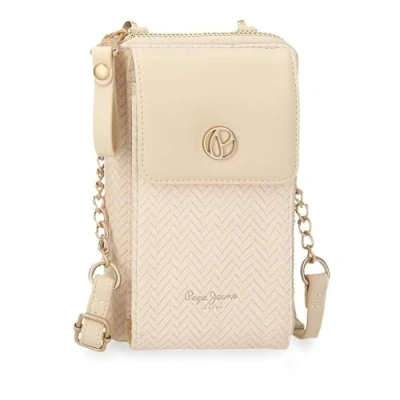 Abbildung von Pepe Jeans Sprig lässiger Damenrucksack, Handtasche, Geldbörsen und Geldbörsen, RFID System, Kunstleder von Joumma Bags, Beige, Talla única, Handy Schultertasche