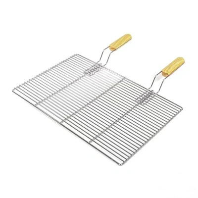 Abbildung von BBQ Grillrost Eckig 54x34cm aus Hochwertigem Edelstahl mit Handgriffen für Gasgrill, Kugelgrill usw.