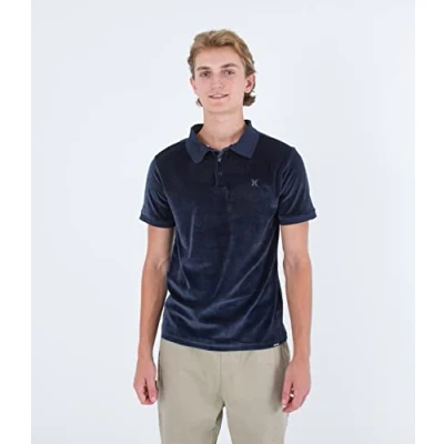 Abbildung von Hurley Herren Oceancare Velvet Polo Poloshirt, Obsidian, S