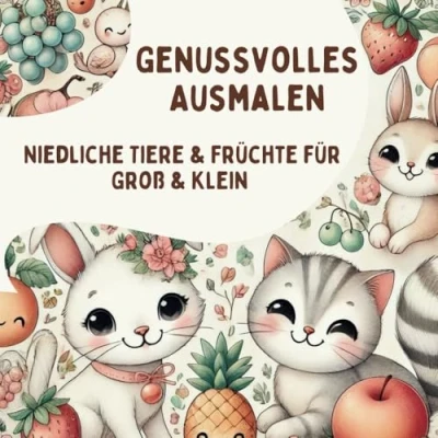 Abbildung von Genussvolles ausmalen Niedliche Tiere &amp; Früchte für Groß Klein