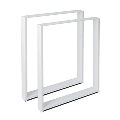 Abbildung von Magnetic Mobel 2 x Tischkufen aus Metall Industrial Tischbeine in Schwarz Weiß &amp; Rohstahl Alle Größen für Esstisch Schreibtisch Couchtisch Bank DIY Tischgestell (50x72 cm Weiß)