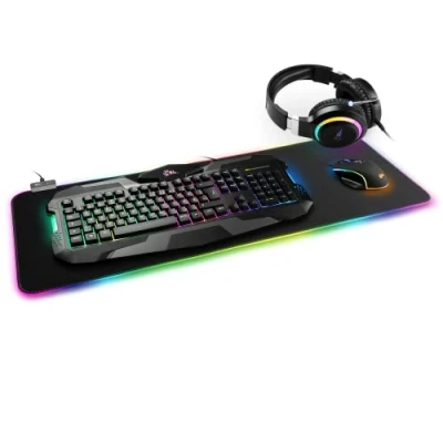 Abbildung von CSL RGB Strike 4in1 Gaming Set Tastatur &amp; Maus inkl. Headset Beleuchtung schwarz QWERTZ Tastenlayout 2400 DPI
