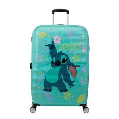 Abbildung von American Tourister Wavebreaker Disney Kinderkoffer Stitch Flower 77 cm Groß Hartschalenkoffer mit 4 Rollen, TSA Schloss 96 L