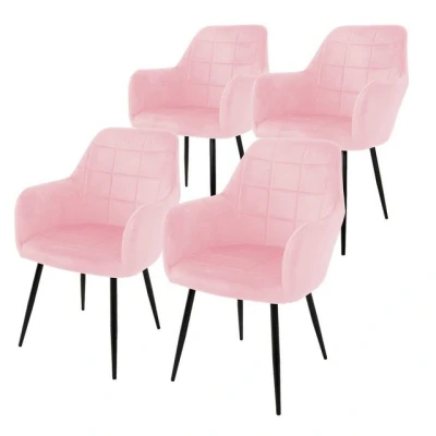 Abbildung von ML DESIGN Stuhl Esszimmerstuhl ergonomisch &amp; gepolstert, Esstischstuhl mit Rückenlehne (4 St), Wohnzimmerstuhl Rosa Samtbezug Metallbeine Küchenstuhl Polsterstuhl