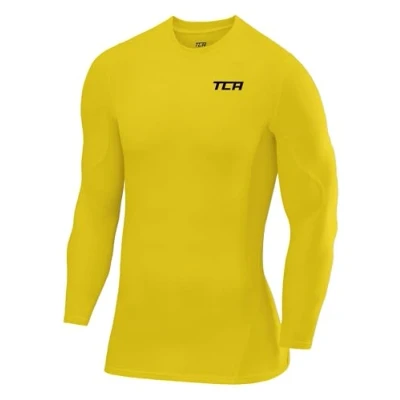 Abbildung von TCA Herren SuperThermal Kompressionsshirt Atmungsaktiv Langarm Funktionsshirts Schnell Trocknend Sportshirt Laufshirt Gelb, L