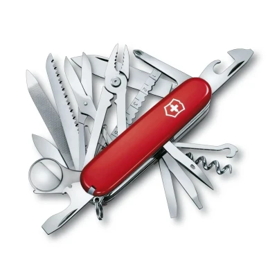 Abbildung von Victorinox Swiss Champ 33 Funktionen Rot mit Lederetui