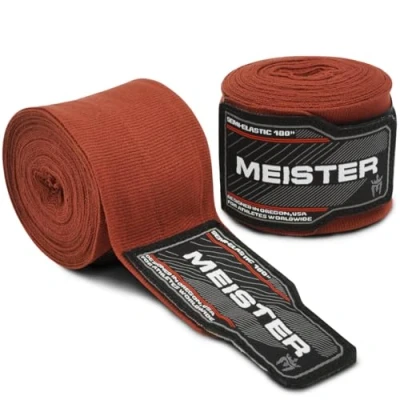 Abbildung von Meister Erwachsene 180 Zoll (457cm) Semi Elastische Handbandagen für MMA &amp; Boxen (Paar) Braun