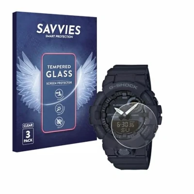Abbildung von Savvies Panzer Schutz Glas für Casio G Shock GBA800 (3 Stück) 9H Hartglas, Anti Fingerprint, Displayschutz