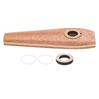 Abbildung von Holz Kazoo Flöte Mundharmonika Gitarre Begleitung Membran Mund Musik Blasinstrument, Blasinstrument