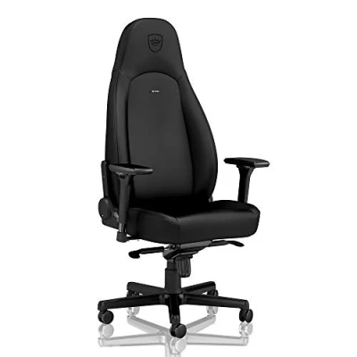 Abbildung von noblechairs ICON Black Edition Gaming Stuhl 150 kg Belastbarkeit Ergonomischer Bürostuhl Game Stühle Drehstuhl mit Rollen Hybrid Kunstleder Inklusive Kissen