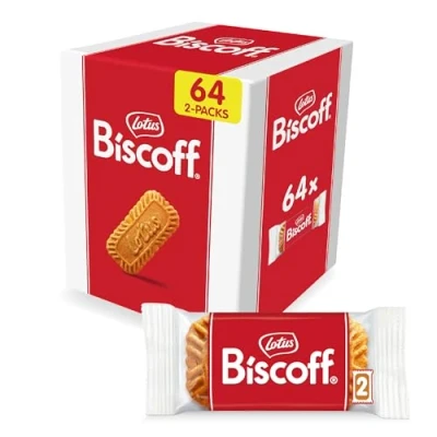 Abbildung von Lotus Biscoff Karamellisierter Keks Einzeln Verpackte Kekse im 2er Pack Nur Natürliche Inhaltsstoffe Vegan 64 Beutel 992g