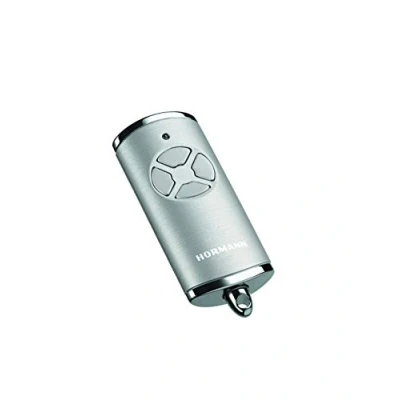 Abbildung von Hörmann Handsender HSE 4 BS (Frequenz 868 MHz, Hochglanz Silber, Garagentorantrieb mit Chrom Kappen, Batterien, Maße 28x70x14 mm, inkl. Schlüsselring) 4511581