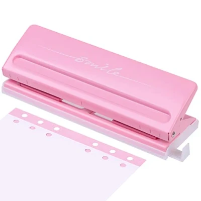 Abbildung von REAQUE 6 Fach Lochung, Locher Loch Desktop Punch für Verstellbare Abstände A4 A5 A6 A7 B5 Binder/Ordner, Blatt Stanzkapazität, 5 mm Lochdurchmesser