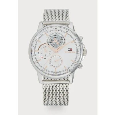 Abbildung von Tommy Hilfiger Stewart Chronograph silvercoloured/white, Herren, Größe: One Size, Silver coloured/white
