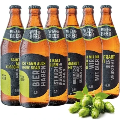 Abbildung von Brauerei Zwönitz Helles Bier 6er Set in lustigen Sprüche Bierflaschen 0,5l / Vollbier hell/Geschenke für Bierliebhaber/Männergeschenke
