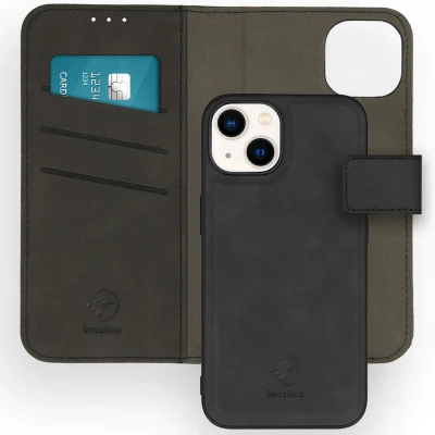 Abbildung von Apple iPhone 14 Hülle Kunstleder iMoshion Klapphülle/2 in 1 Case Handyhülle Schwarz