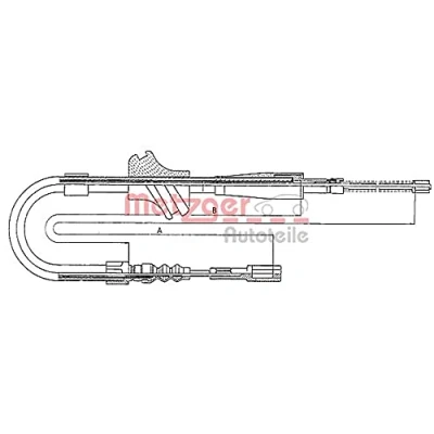 Abbildung von METZGER 10.7502 Handbremsseil hinten rechts 1150/415 COFLE AUDI: Coupe B2, 80 B2