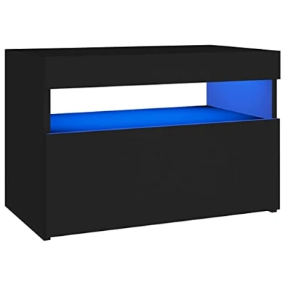 Abbildung von vidaXL Nachttisch mit LED Leuchten Schwarz 60x35x40 cm Spanplatte