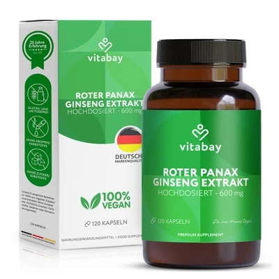 Abbildung von Vitabay Roter Panax Ginseng Extrakt 600mg 120 St