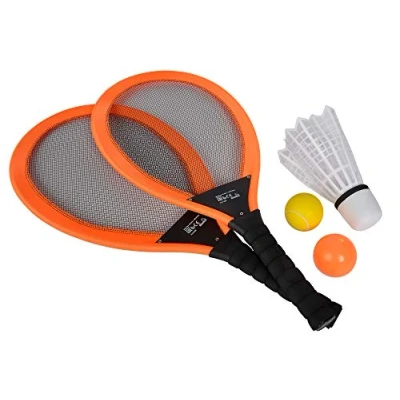 Abbildung von Simba 107412008 Giant Badminton Set, 2 Schläger je 66cm, 1 Softball, Kunststoffball, Federball, ab 5 Jahre, Orange