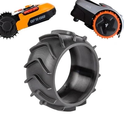 Abbildung von ROBO CLAWS® Radschutz XL Traktionsverbesserung für Worx Landroid Frontrad Profil Mäheroboter Erhöhung Überzug S M L S300 M500 M700 L800 L1000 auch Plus 90mm Tuning