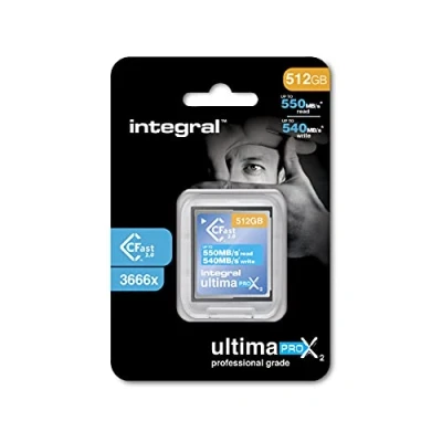 Abbildung von Integral 512GB CFast Card 2.0 High Performance mit Einer Lesegeschwindigkeit von bis zu 550MB/s und Schreibgeschwindigkeit 540MB/s