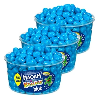 Abbildung von Haribo Maoam, 3er Pack, Kracher Blue / Blau, Dragees, Kaubonbon, 3600g Dosen