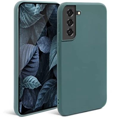 Abbildung von Moozy Minimalist Series Silikon Hülle für Samsung S21, S21 5G, Blau Grau Mattes Finish, Dünne, Weiche TPU Handyhülle Schutzhülle
