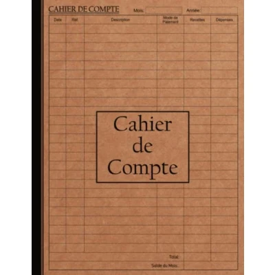 Abbildung von Cahier de Compte: Registre des recettes auto entrepreneur,Livre compte entrepreneur,Recette comptable du micro Dépense