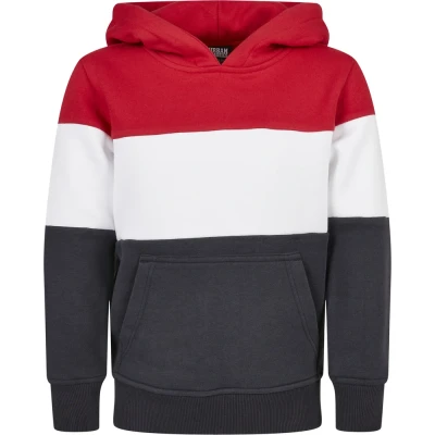 Abbildung von Urban Classics Kapuzenpullover für Kinder, Größe: 110/116, Fire red/white/navy