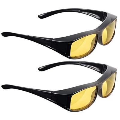 Abbildung von PEARL Brille Nacht: 2er Set Überzieh Nachtsichtbrillen Night Vision Pro (Sonnenbrille Nachtfahrbrille, für Brillenträger, Schutzbrille)