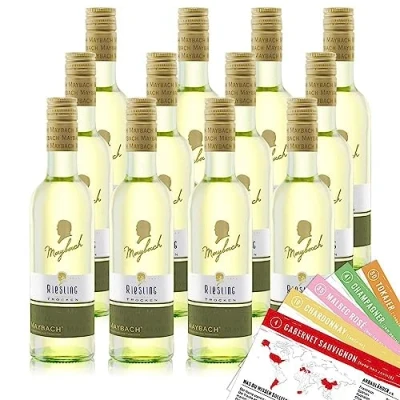 Abbildung von Maybach Riesling QbA, trocken, sortenreines Weinpaket + VINOX Winecards (12x0,25l)
