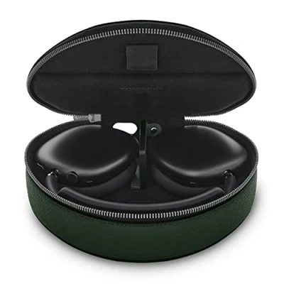 Abbildung von WOOLNUT Leather Case for AirPods Max: Tailor Made Fit, Magnet Low Power Mode, Charge Inside, Full Grain Exterior, Super Soft Microfiber Interior, YKK EXCELLA Metal Zipper Green