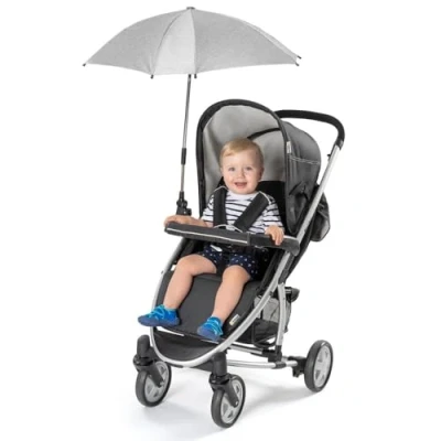 Abbildung von reer ShineSafe Sonnenschirm für Kinderwagen, universal nutzbar, dreh und neigbar, grau