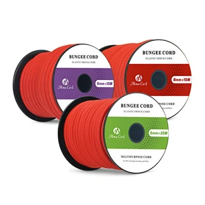 Abbildung von Abma Cord Gummiseil Expanderseil 6mm 10M Gummischnur UV Beständig Planenseil 100% Dehnung Spannseil für Plane, Anhängerplane, Sonnensegel, Zelte, Banner Rot