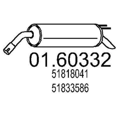 Abbildung von MTS 01.60332 Endschalldämpfer 1030 FIAT: BRAVO 2, Stilo Schrägheck, LANCIA: DELTA 3