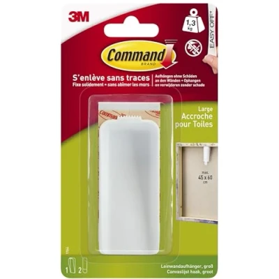 Abbildung von Command 17044 Leinwandaufhänger, Groß, bis zu 1, 3 kg Traglast, 1 Haken, 2 Strips Größe L